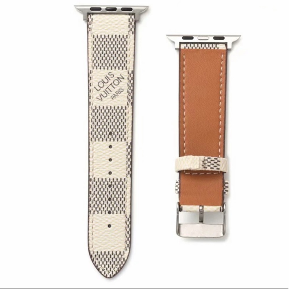 LV WHITE APPLE WATCH BAND 42/44 mm